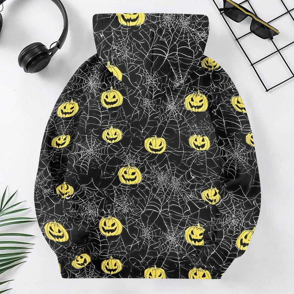 Kids' Casual Halloween Print Pullover Hoodie Sweatshirt for Everyday Wear