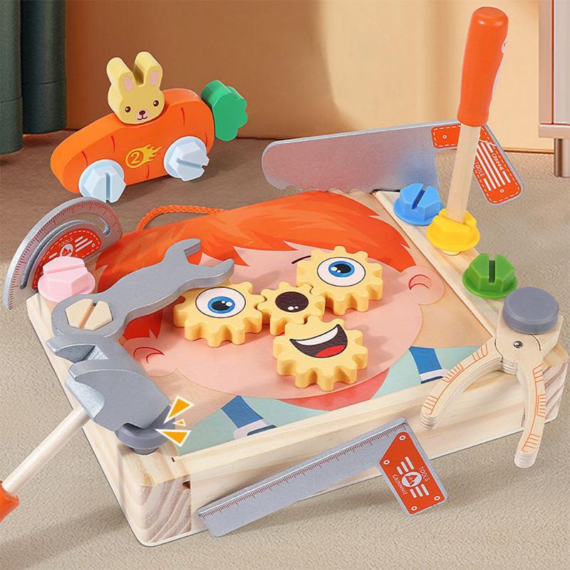 Children s Wooden Toolbox Montessori Educational Toys Nuts Screws Simulated Carpenter Assembly Repair Tools Creative Play Set