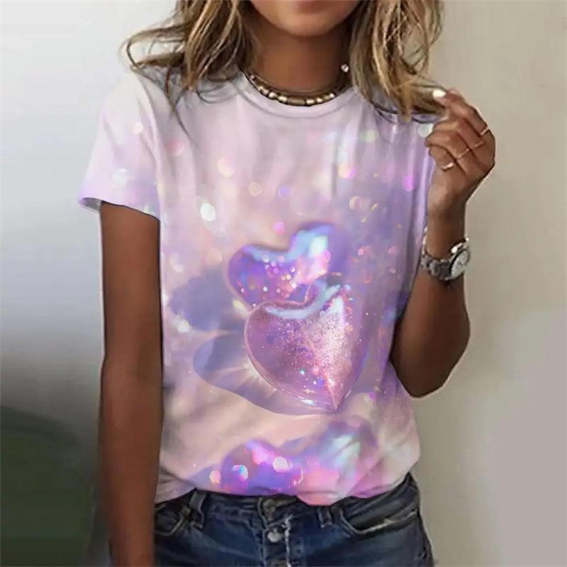 

Женская летняя уличная футболка с цветным воротником и короткими рукавами, свободная футболка с 3D-принтом 6XL