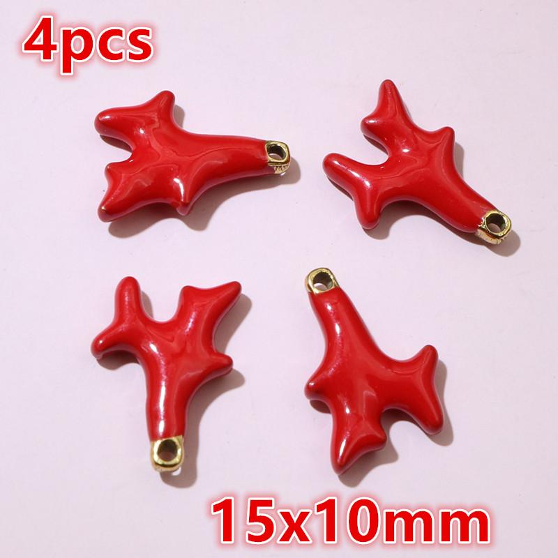 2-4pcs Enamel Stainless Steel Flower Coral Fish Charms Pendant DIY Jewelry Making Accessories Findings for Necklace Earrings