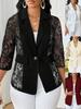 New Arrival: Sexy Lace Hollow Seven-Sleeve Casual Women's Suit Jacket