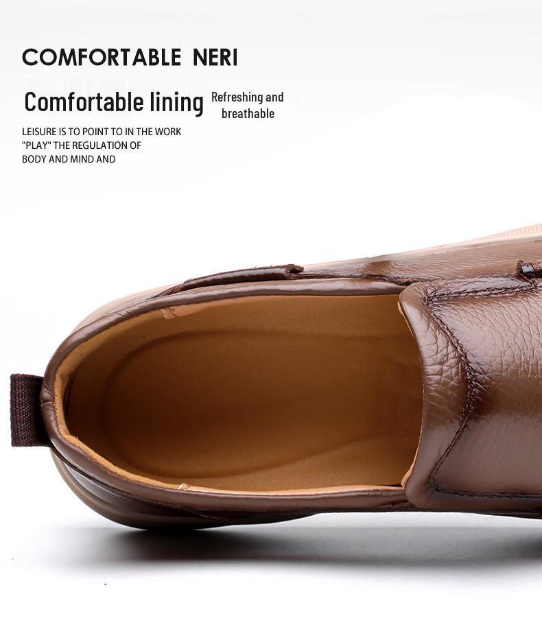 Chaussures décontractées à enfiler pour homme en cuir véritable Automne/Hiver 2025