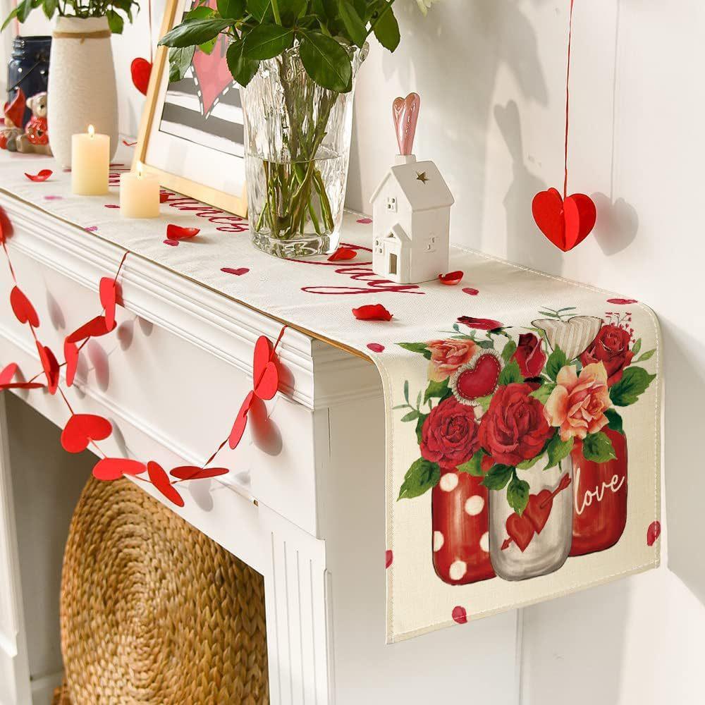 Desktop Ornaments Love Table Flag Tablecloth 33*183cm Table Runner For Festive Atmosphere Event Decoration Valentine's Day Party