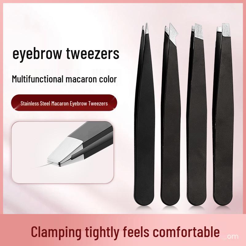 Stainless Steel Eyebrow & Beard Tweezers Set with Double Eyelid Stickers