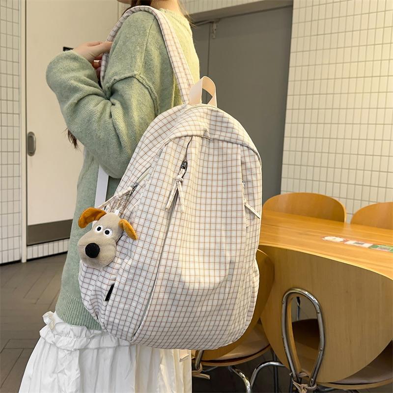 Plaid Women's College Style Backpack Large Capacity Junior Senior High School Student Schoolbag