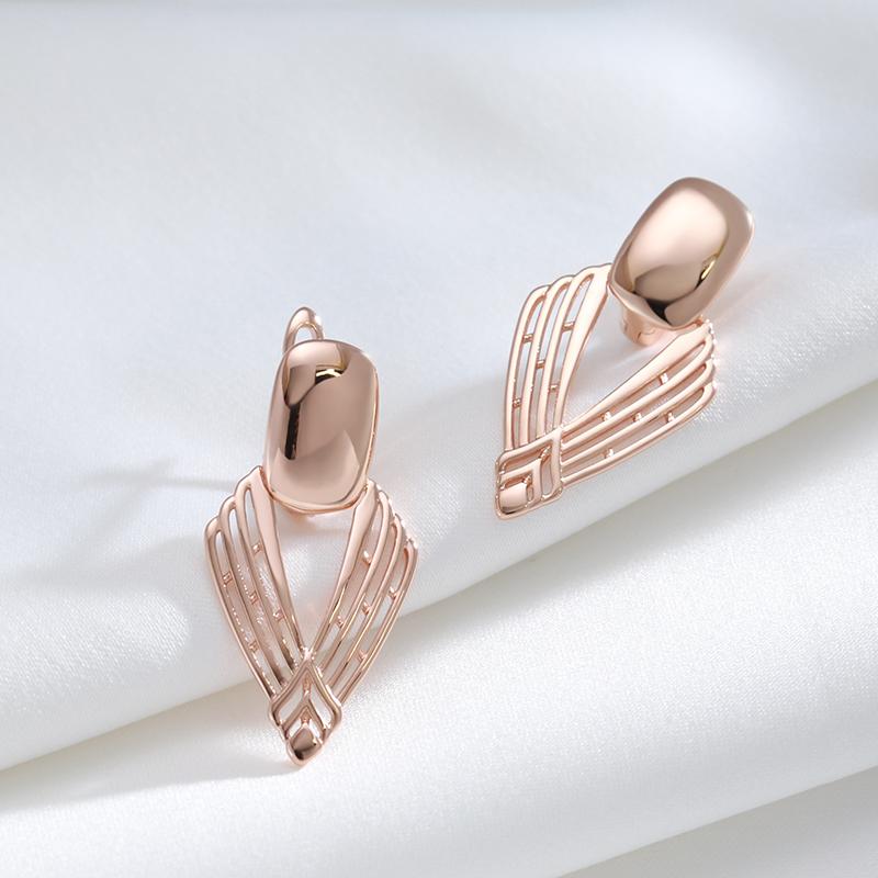 New Fashion Glossy Drop Earring For Women Unusual Geometry Hollow Rose Gold Color Ethnic Bride Daily Fine Jewelry