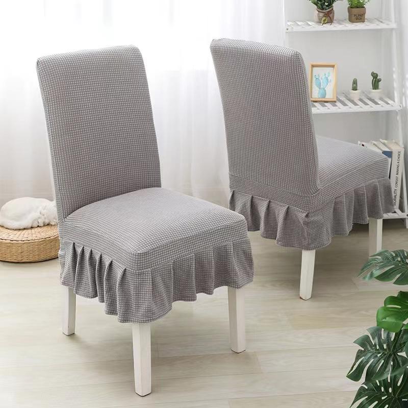 Chair cover 1pcs knitted elastic chair cover skirt dining table chair cover thickened universal simple stool cover