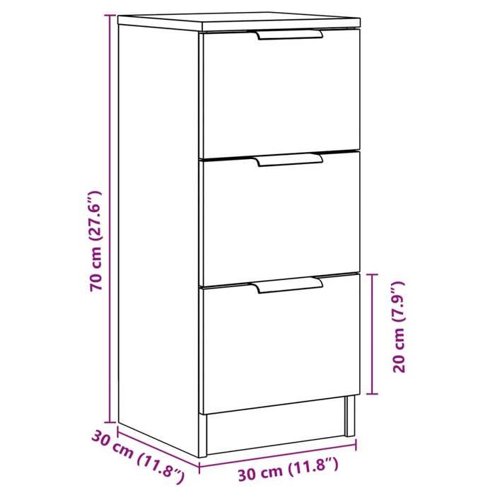VidaXL Buffets 2 pcs chêne artisanal 30x30x70 cm bois d'ingénierie, armoire, armoire de rangement, buffet de salon, armoire 856958