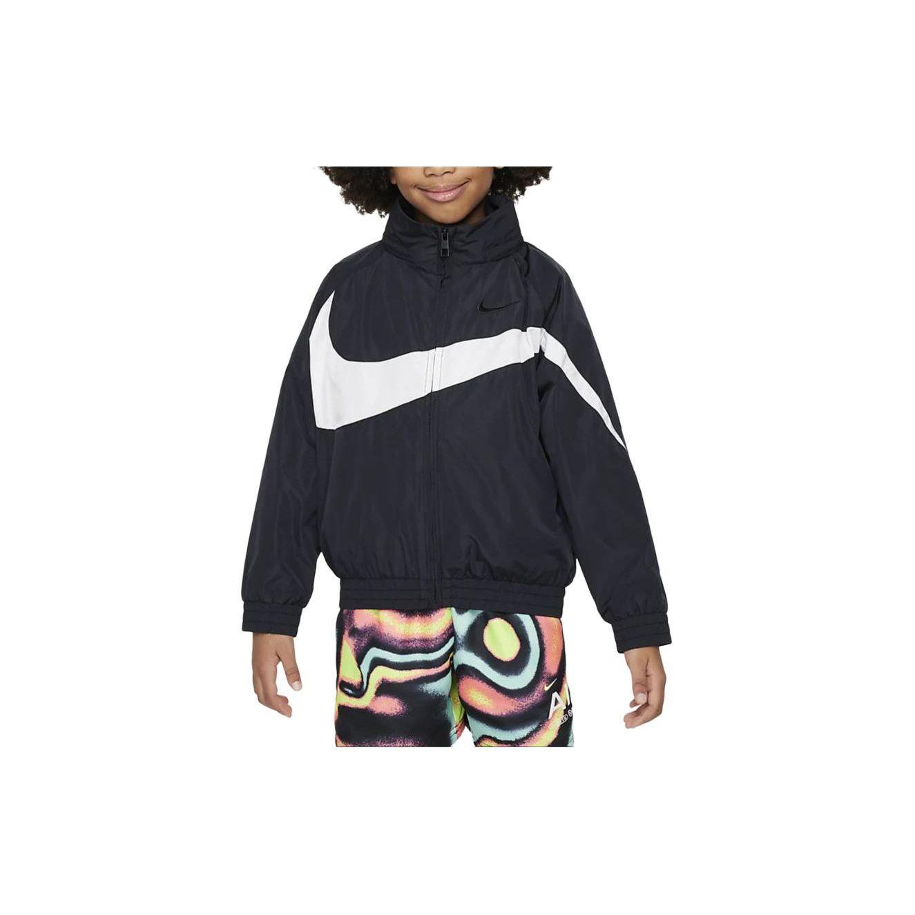 Nike Swoosh Color Block Stand Collar Zip-Up Jacket Kids jackets Black HF2470-010 7