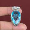 Fasetterad Swiss Blue Topas Hänge Vintage Ädelstenshänge 925 Sterling Silver Hänge Handgjorda Smycken Förlovningspresenter Statement Hänge