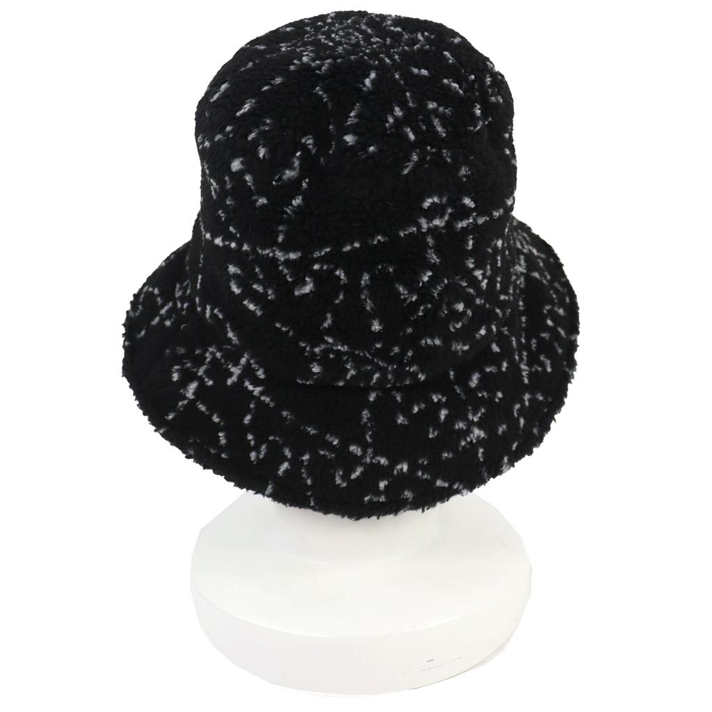 Excellent CHANEL COCOMarkMetal all-over print pile bucket hat black M 21B AA7847 Used