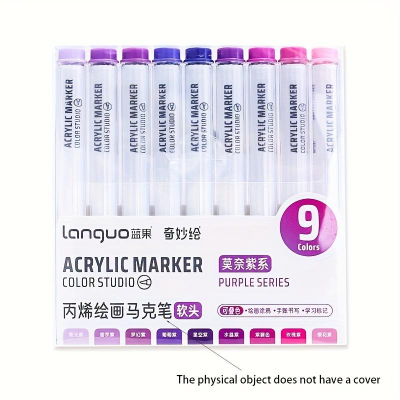 9pcs Opaque Stackable Acrylic Markers,Soft Tip Paint Pens for Rock, Canvas & Art, , Suitable for Christmas Gift Giving