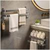 Versatile No-drill Space Aluminum Towel Rack In Stylish Gun Grey For Your Bathroom