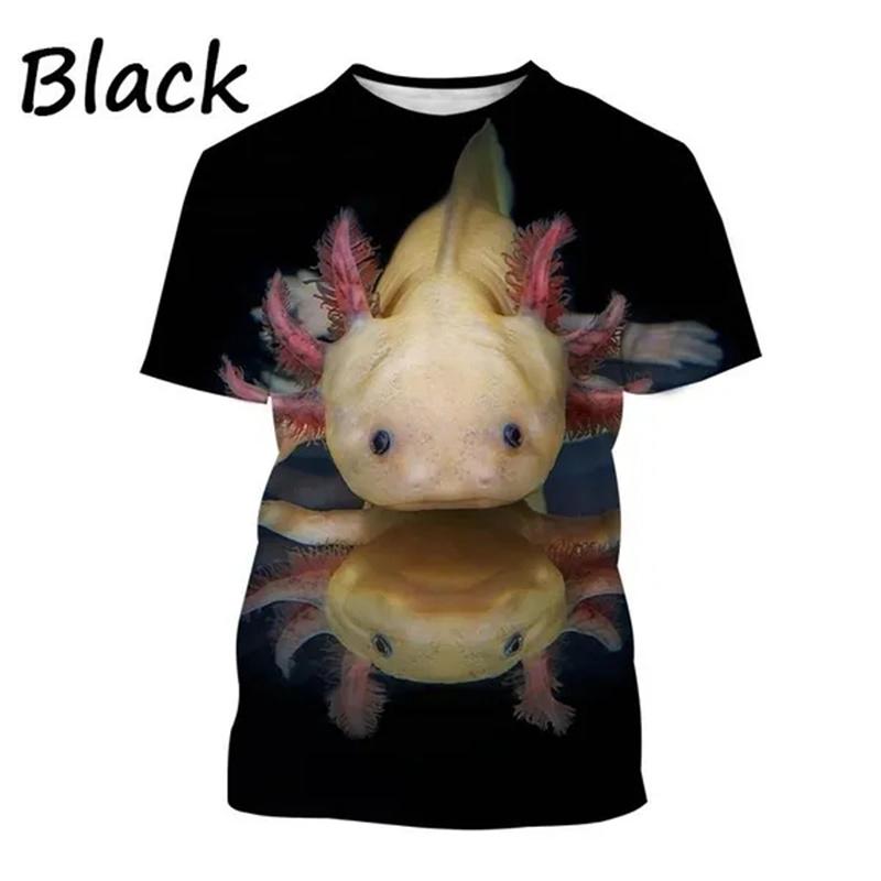 Hot Sale New Axolotl 3D Printed T-shirt Personality Animal Unisex Comfortable Round Neck Print Streetwear Tops Men Women Tees