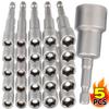 5PCS 6-14MM Nut Driver Drill Bit Powerful Hexagonal Impact Bolt Bit Anti-slip Extension Handle Screwdriver Repair Tool Adapter