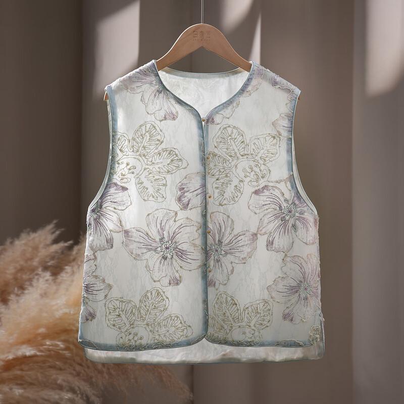 Women s New Chinese Style Floral Embroidered Vest L