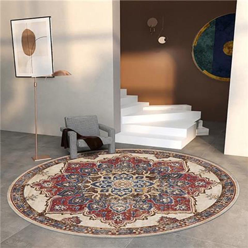 Moroccan Style Living Room Decoration Round Carpet Large Area Rugs for Bedroom Home Rocking Chair Floor Mat Washable Lounge Rug