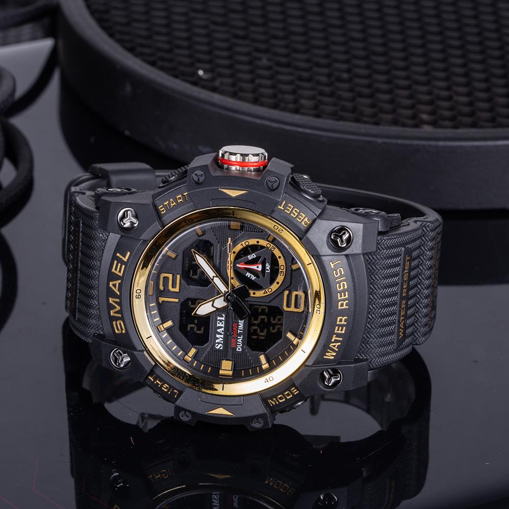 Sport Watch Military Wristwatch for Men Alarm Stopwatch LED Digital Back Light Dual Time Display Waterproof Watch Men 8007
