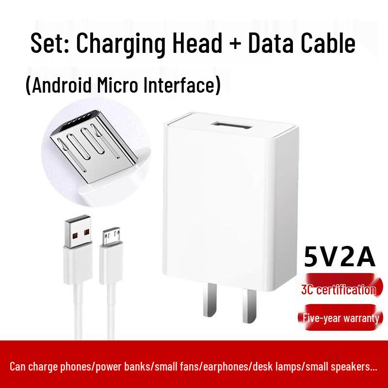Universal Fast Charge 5V2A/5V1A USB Charger Head for Android & Type-C Devices