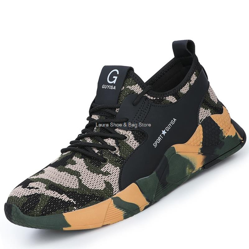 Fashion Men Safety Shoes Air Mesh Steel Toe Sneakers Work Shoes Breathable Male Puncture-Proof Safety Boots Dropshipping Safeti Footwear