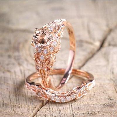 Rose Gold Plated 18K Micro Inlaid Zircon Engagement Ring