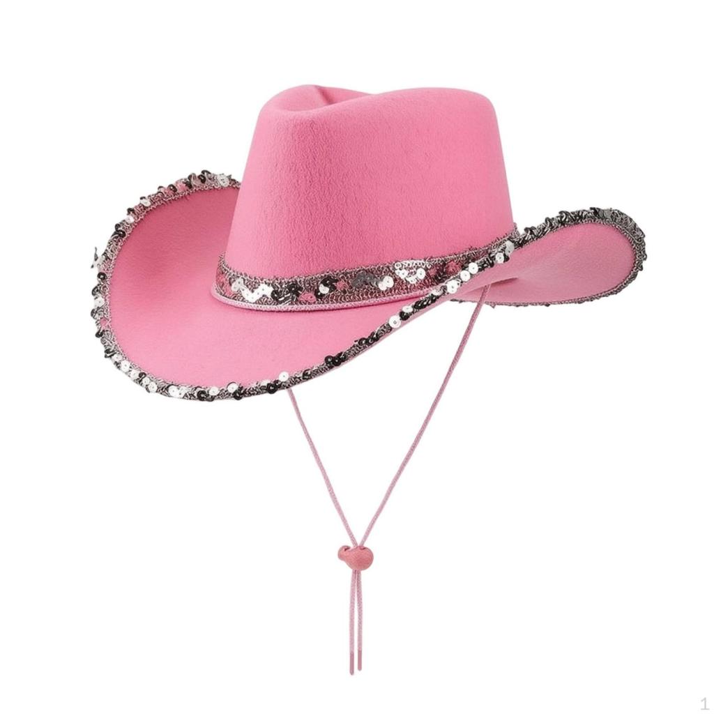 Cowboy Hat with Sequins Glittering Headwear Glittery for Festivals