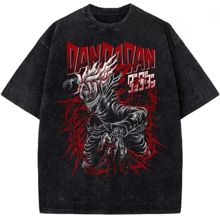 Japan Funny Anime Dandadan Okarun Ken Takakura Grarphic Print Tshirt Men Women Cotton Summer Retro Washed Casual Oversized Tops