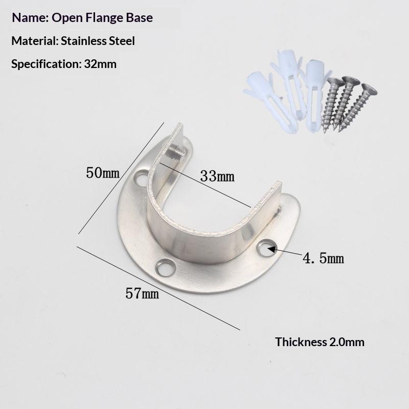 Strong Support Curtain Rod Tube Hooks in Stainless Steel, Set of 1/2Pcs