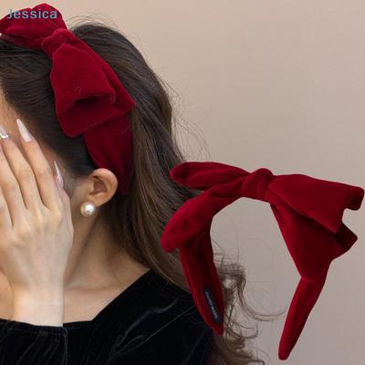 Velvet Bow Headbands - Black & Red Hair Accessories, Elegant Wide Hair Bands for Women