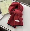Korean cotton knitted wool scarf women's autumn and winter atmosphere white thickened warm solid color scarf