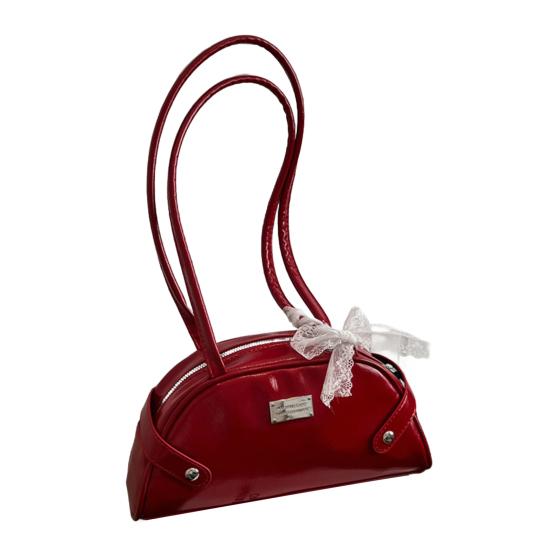 

Женская ретро сумка через плечо из искусственной кожи, повседневная сумка-тоут, ручная сумка на молнии, сумка через плечо, сумка подмышку для ежедневных поездок на работу и путешествий красный