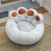 Warm Cartoon Bear Paw Plush Pet Bed for Cats and Dogs
