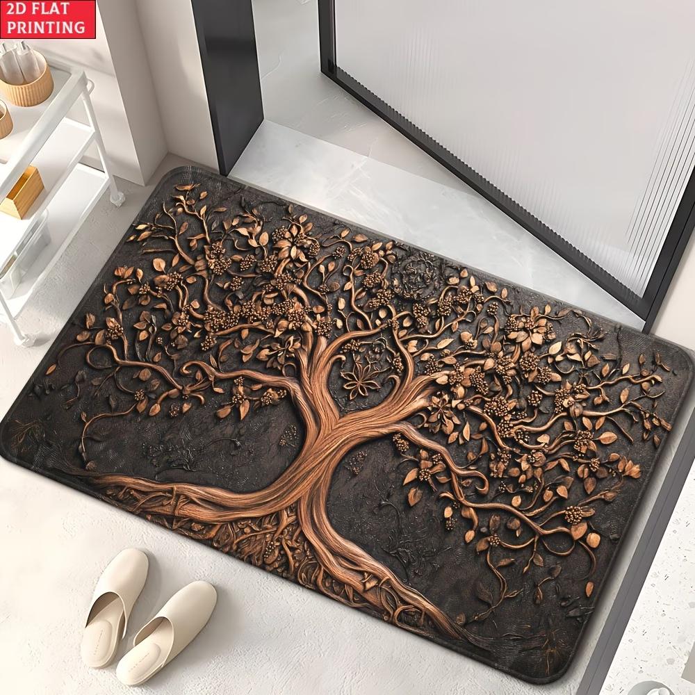 Vintage Celtic Knot Tree of Life Doormat, Non-Slip Mat Rug That Is Machine Washable, Suitable for Bedroom And Living Room Entr