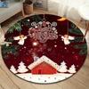 1pc Soft, Absorbent & Non-Slip Christmas and Snowy House Round Rug, Perfect for Entryway, Living Room, Bedroom Decor, Machine Washable Flann