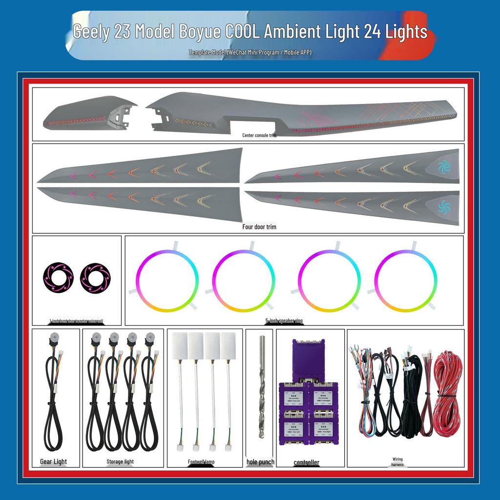 Compatible Ambient Light Replacement for Geely Boyue L/PRO/X/COOL Interior - Dynamic Flowing Design