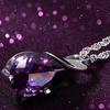 Women's Purple Zircon Teardrop Pendant Chain Choker Necklace Noble Jewelry Gift