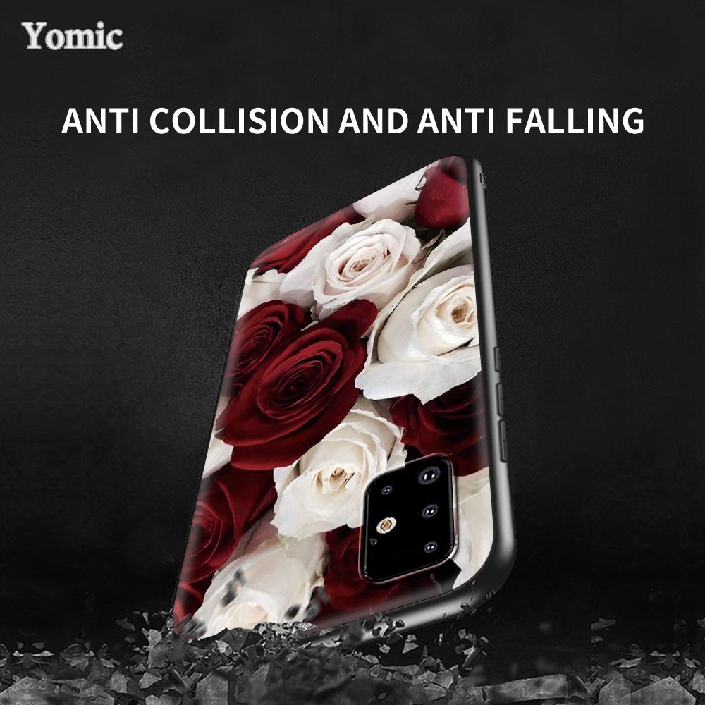 Husa cu flori roz trandafir pentru Samsung Galaxy S21 Ultra A51 A71 A52 A72 5g S20 Fe A50 A70 A41 A31 A30 A21s Tpu Husa telefon neagra Capa