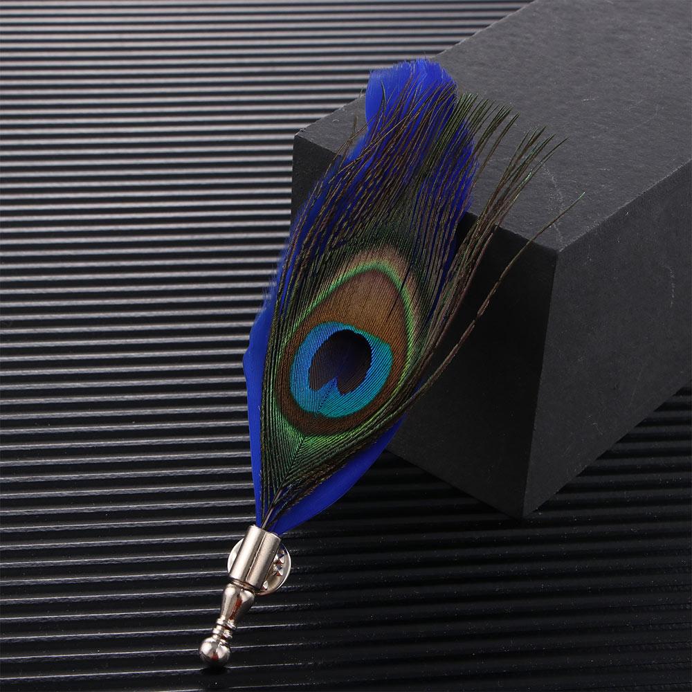 Men Fashion Design Party Feather Novelty Wedding Dress Suit Accessory Lapel Pins Jewelry Brooch