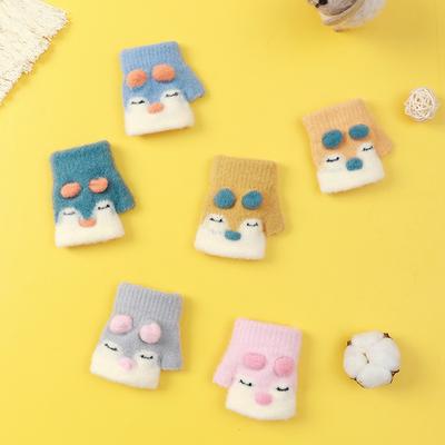 Xuehuaxiu Kinder-Thermohandschuhe niedliche Cartoon Baby Kleinkind Halbfinger Beutel Strickwaren Großhandel Kindermodelle
