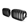 Pair Double Slat Replacement Racing Grill Grille For BMW 1 Series F20 F21 LCI 120i 2015- Car Front Bumper Kidney Grilles