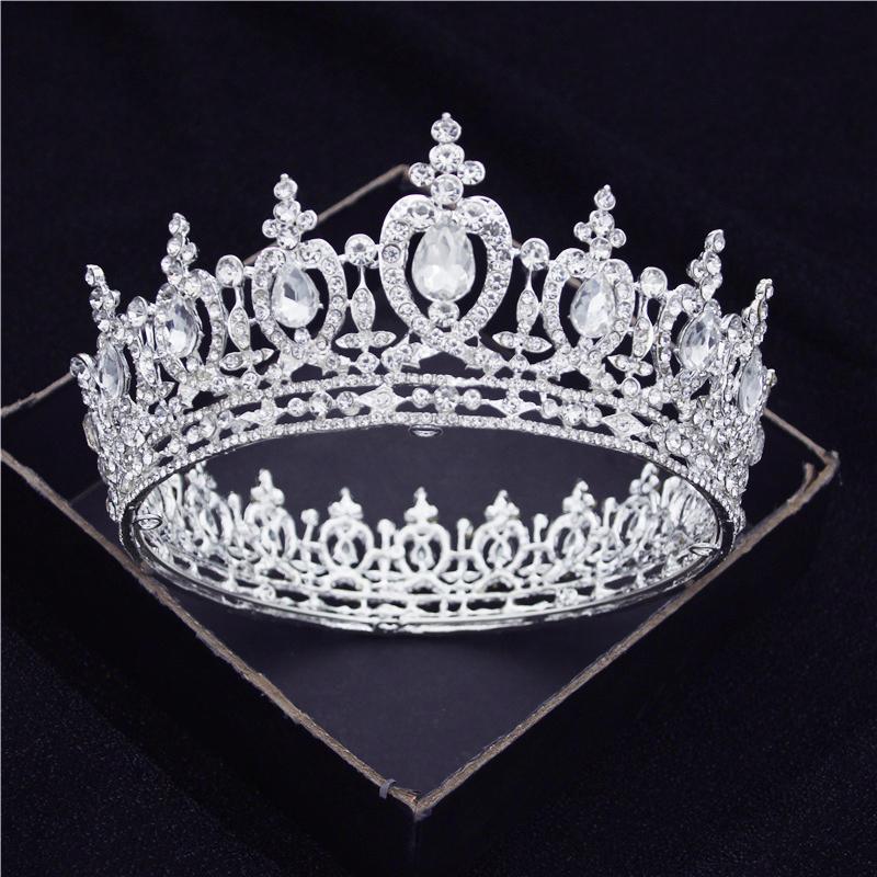 Metall Kreis Royal Königin König Kronen Braut Diadem Kopfschmuck Bankett Tiaras Prom Pageant Party Hochzeit Krone Haarschmuck