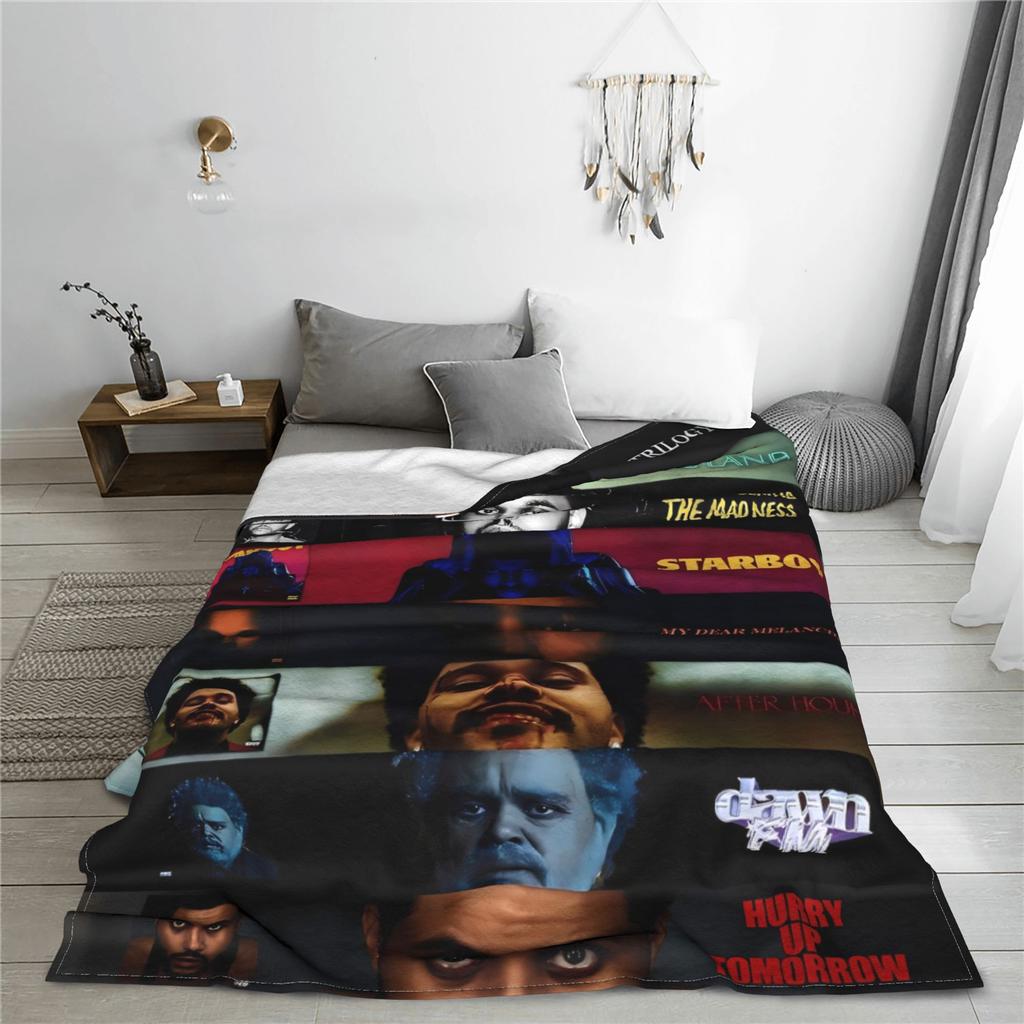 The Weeknds Rapper Singer Warm Blanket  Picnic Plush Bedding Throws Aesthetic Couch Chair Flannel Bedspread Sofa Bed Cover