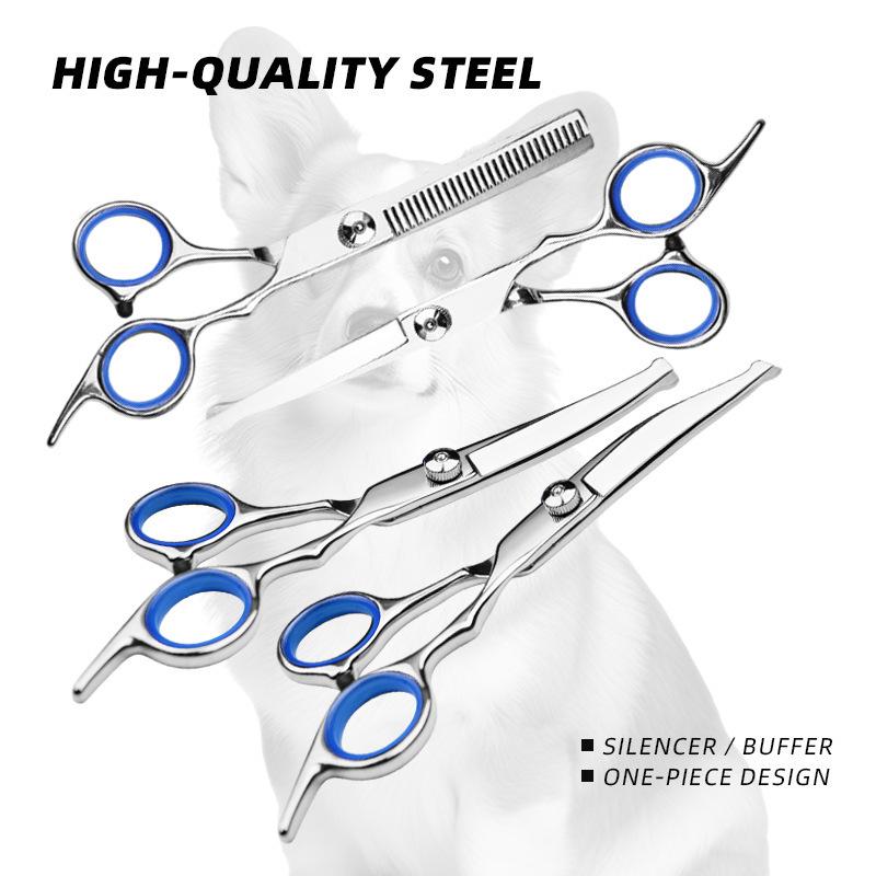 Professional Stainless Steel Pet Grooming Scissors - Safe and Anti-Scratch for Cats and Dogs