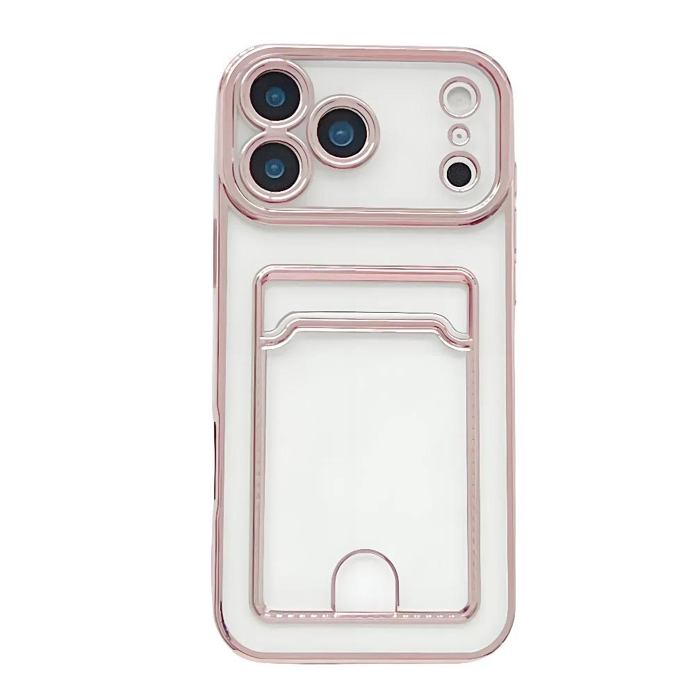 Modische Kartenhaltertasche Hülle Für iPhone 17 16 15 14 13 12 11 Pro Max 17 Air Klar Stoßfest Steckplatz Geldbörse Weiche Galvanik Hülle