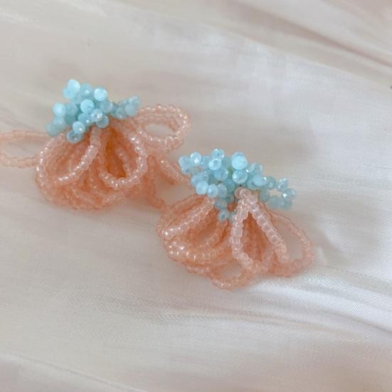 Handmade Beaded Earrings Boho Beaded Flower Earrings Floral Drop Earring Women's Summer Beach Jewelry