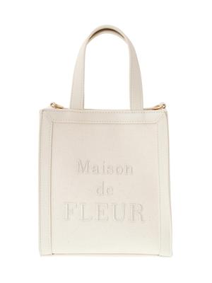 Maison de FLEUR EC Exklusives Logo Bestickte Quadratische 2-Wege-Tragetasche, Weiß, 8S42F0J1200