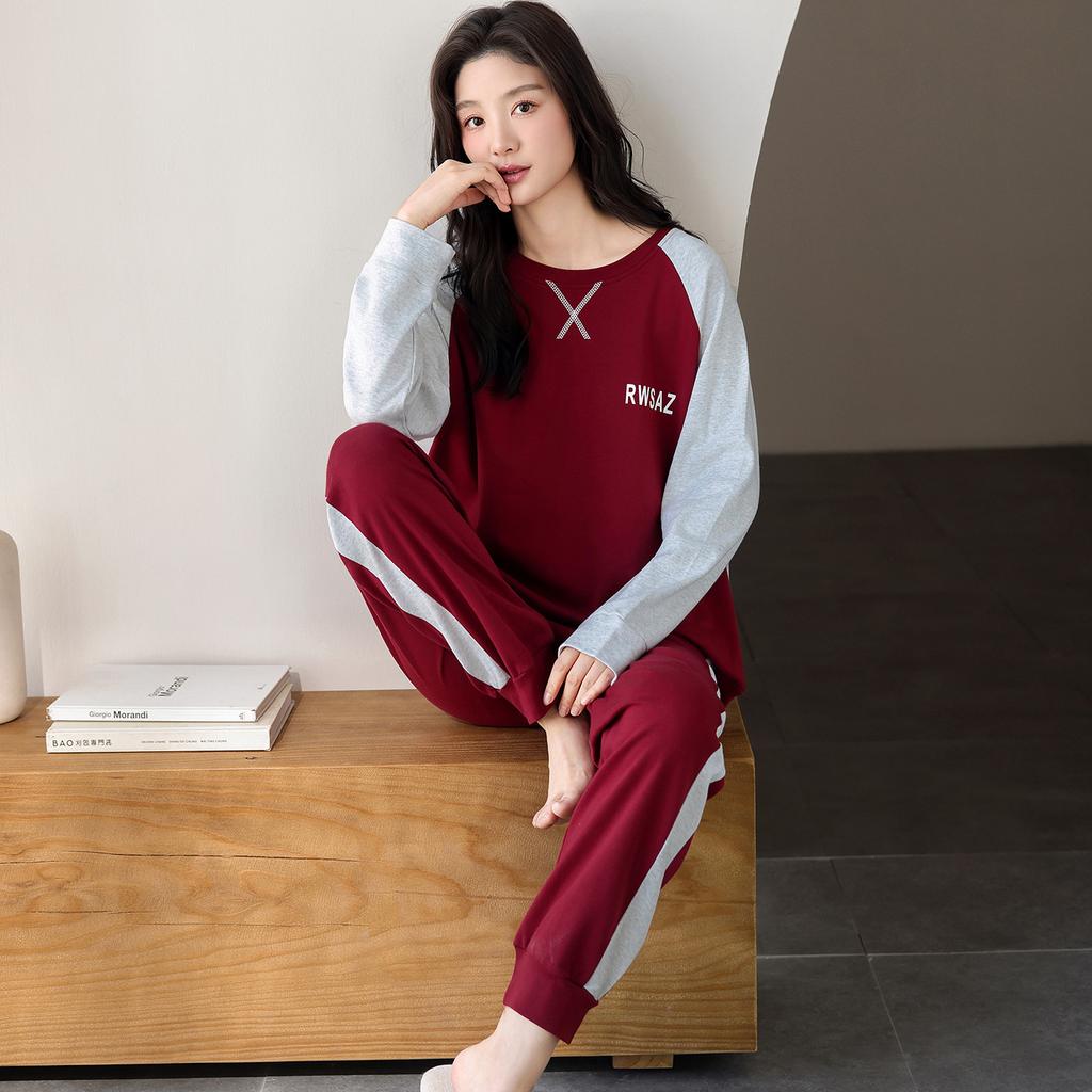 Couple Pajamas Pure Cotton Long-sleeved Natal Year Red Wedding Festive New Wedding Large Size Cartoon Loose Loungewear Two-piece Set