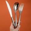304 stainless steel European round handle Western tableware High-end restaurant hotel supplies knife fork spoon tea spoon