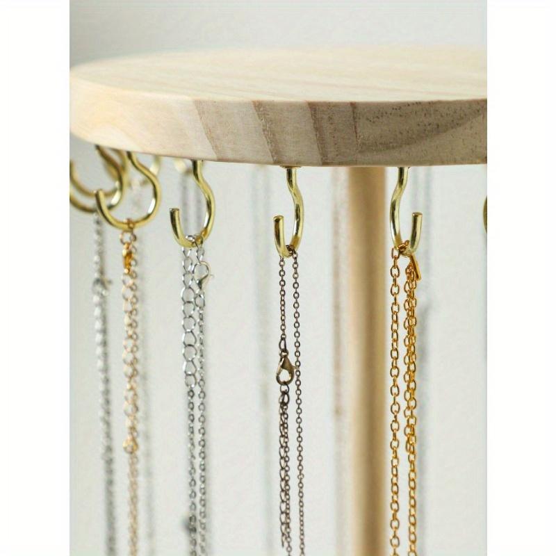 1pc Simple Style Round Natural Wood Jewelry Display Stand For Necklaces, Pendants, Bracelets & Jewelry Shop Window Display