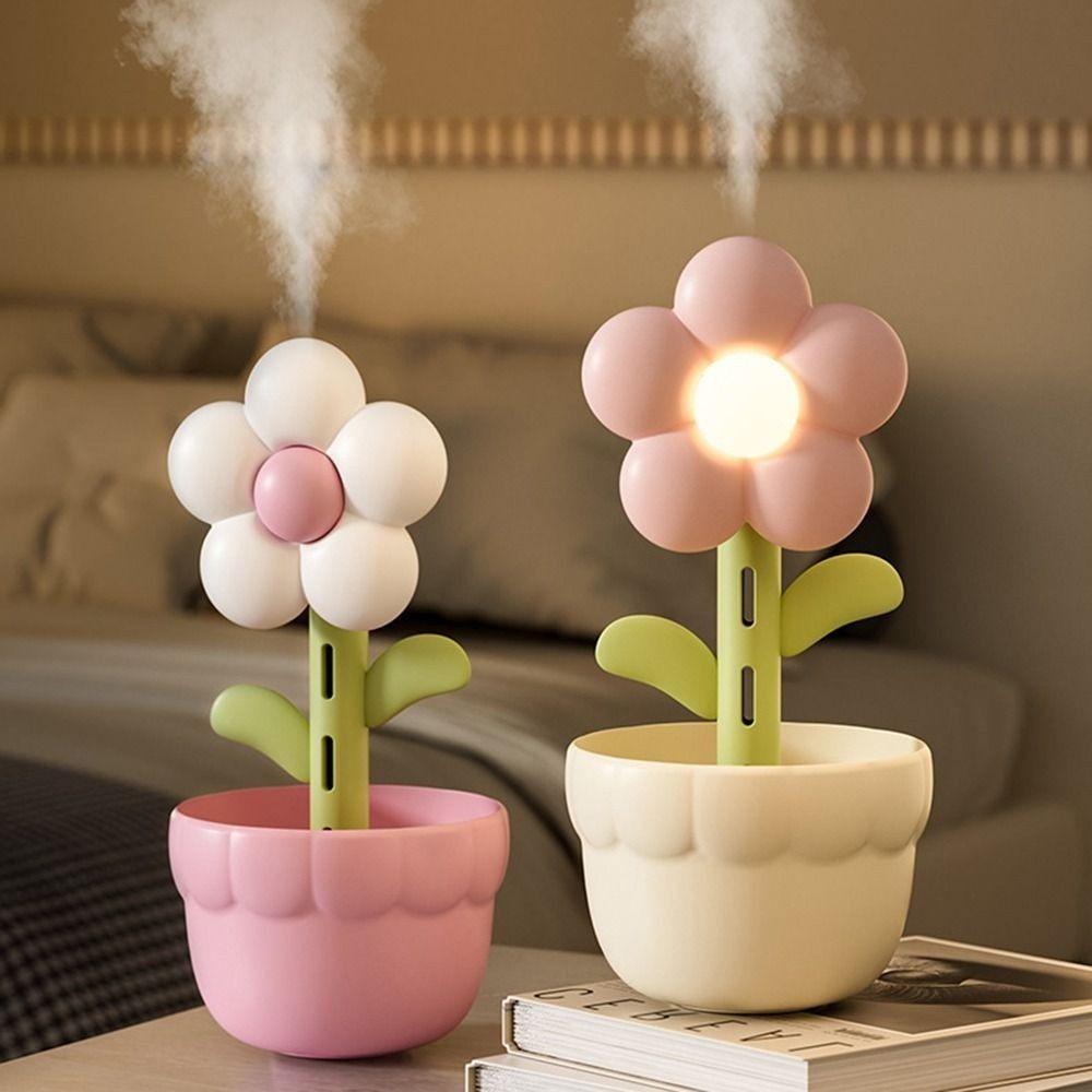 Cute Flower Air Humidifier 300ml Cool Mist Air Purifier Car Mist Air Humidifier  Travel